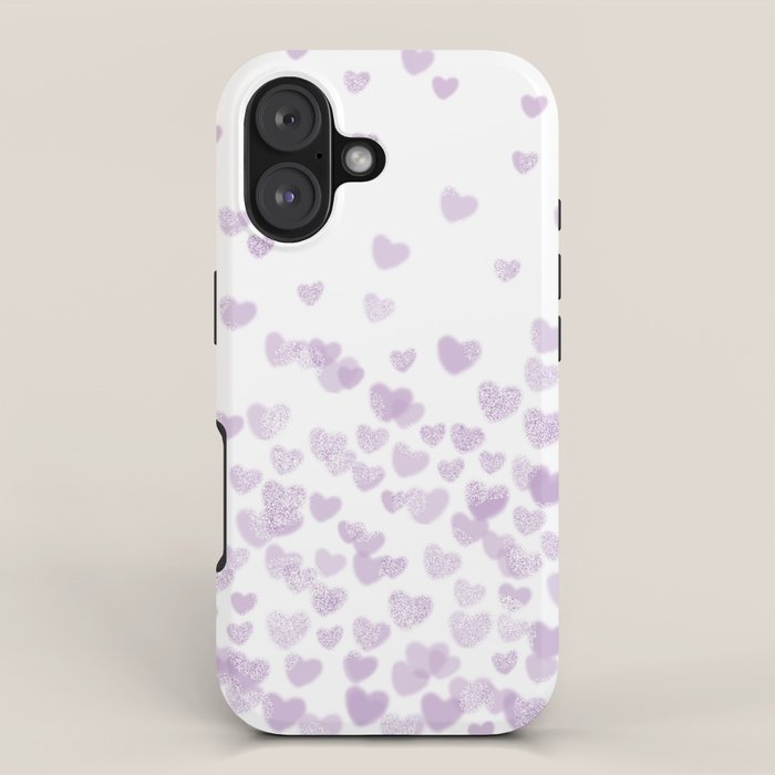 Hearts falling painted pastels purple heart pattern minimal art print nursery baby art iPhone Case Gallery Image 1