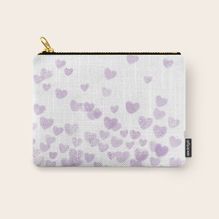Hearts falling painted pastels purple heart pattern minimal art print nursery baby art Carry All Pouch Gallery Image 1