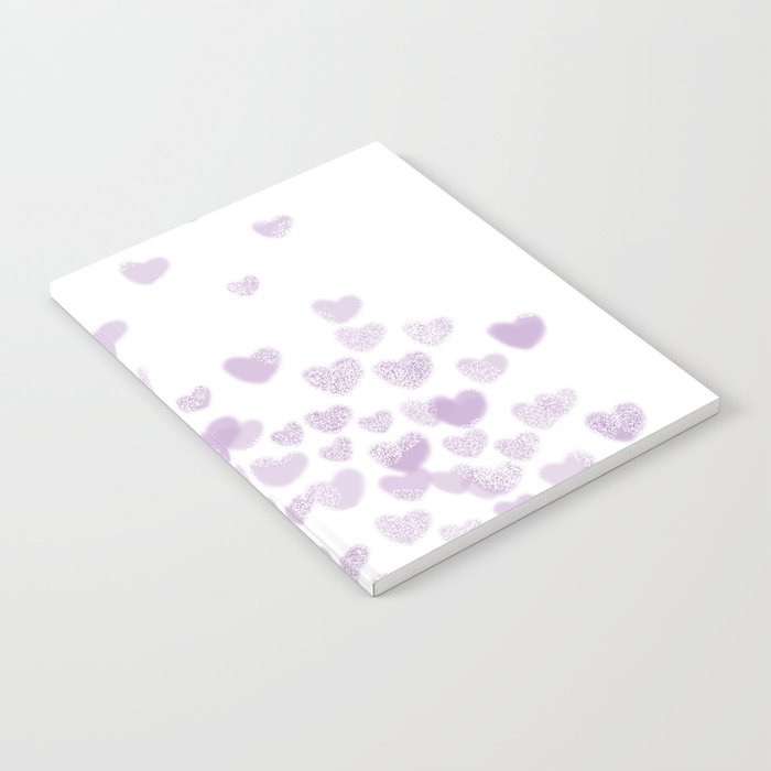Hearts falling painted pastels purple heart pattern minimal art print nursery baby art Notebook Gallery Image 2