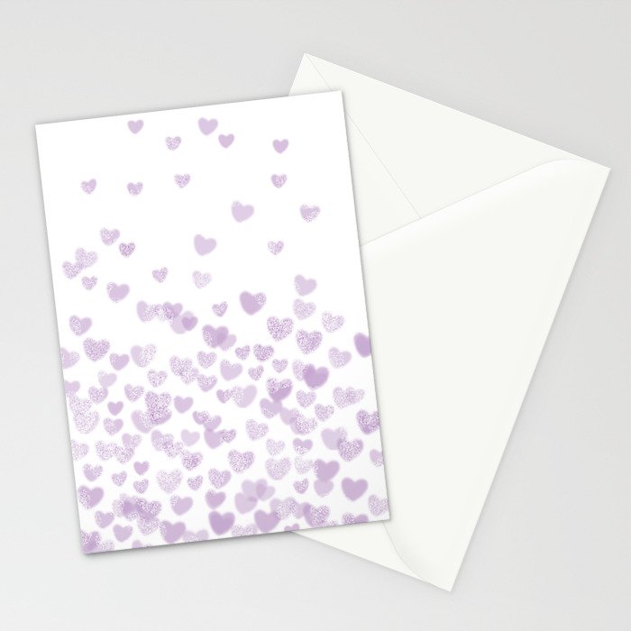 Hearts falling painted pastels purple heart pattern minimal art print nursery baby art Stationery Card Gallery Image 2