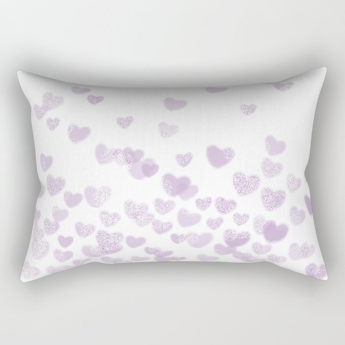 Hearts falling painted pastels purple heart pattern minimal art print nursery baby art Rectangular Pillow Gallery Image 2