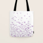 Hearts falling painted pastels purple heart pattern minimal art print nursery baby art Tote Bag Gallery Image 1