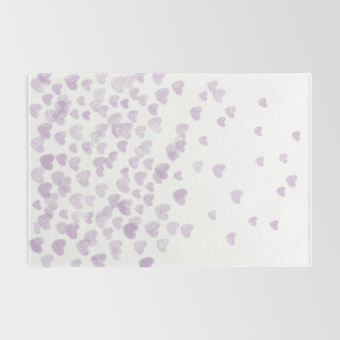 Hearts falling painted pastels purple heart pattern minimal art print nursery baby art Rug Gallery Image 2