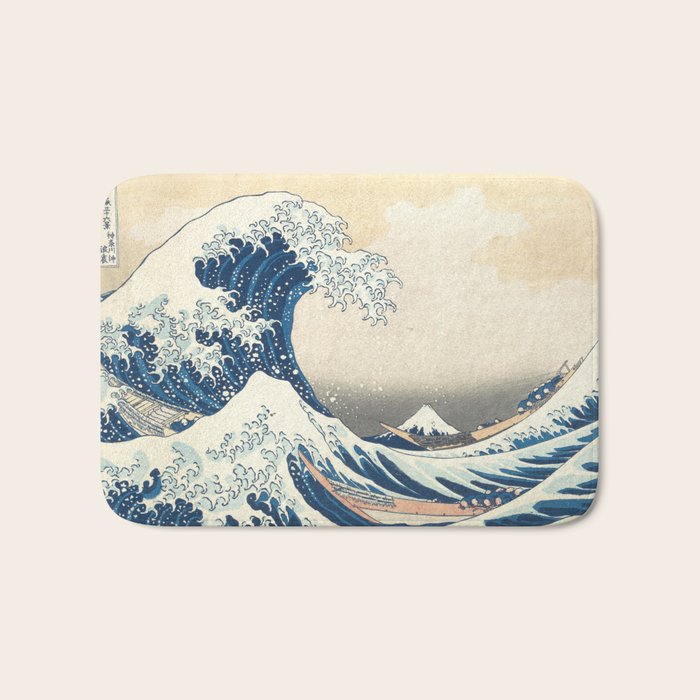 The Great Wave Fine Art Print - Japanese Art Print - Under the Wave off Kanagawa (Kanagawa oki nami ura) Bath Mat Gallery Image 1