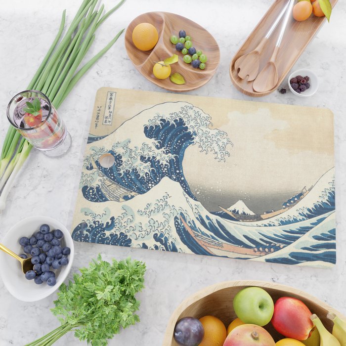 The Great Wave Fine Art Print - Japanese Art Print - Under the Wave off Kanagawa (Kanagawa oki nami ura) Cutting Board Gallery Image 2