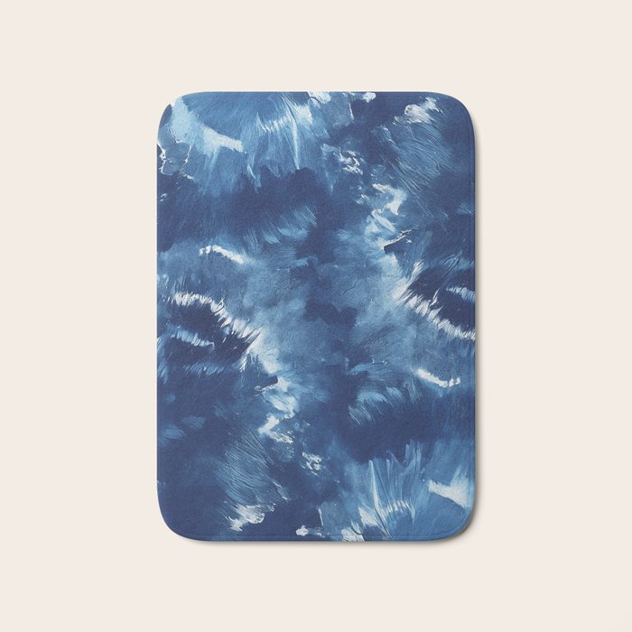 Vibe Shift Blue Electric Abstract Pattern with Dark Mood  Bath Mat Gallery Image 1