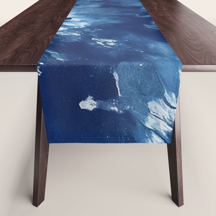 Vibe Shift Blue Electric Abstract Pattern with Dark Mood  Table Runner Gallery Image 1