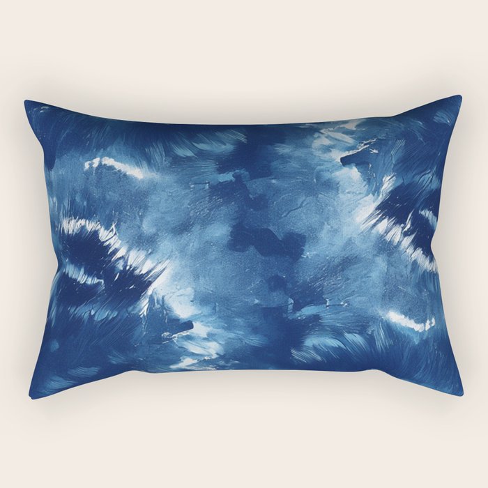 Vibe Shift Blue Electric Abstract Pattern with Dark Mood  Rectangular Pillow Gallery Image 1