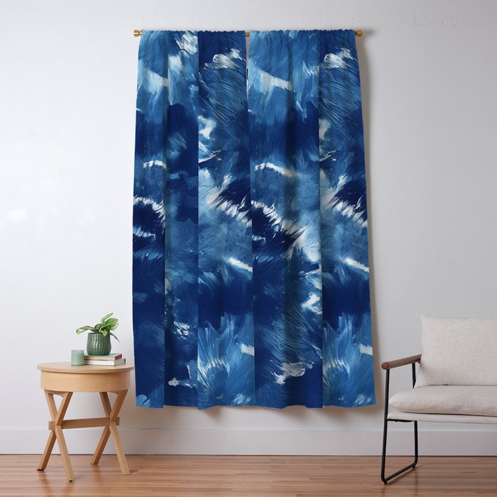 Vibe Shift Blue Electric Abstract Pattern with Dark Mood  Window Curtain Gallery Image 5