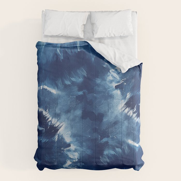 Vibe Shift Blue Electric Abstract Pattern with Dark Mood  Comforter Gallery Image 1