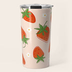 Red Strawberries Pattern Travel Mug Gallery Image 1