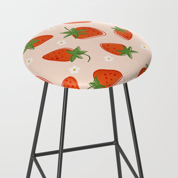 Red Strawberries Pattern Stool Gallery Image 2