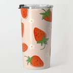 Red Strawberries Pattern Travel Mug Gallery Image 3