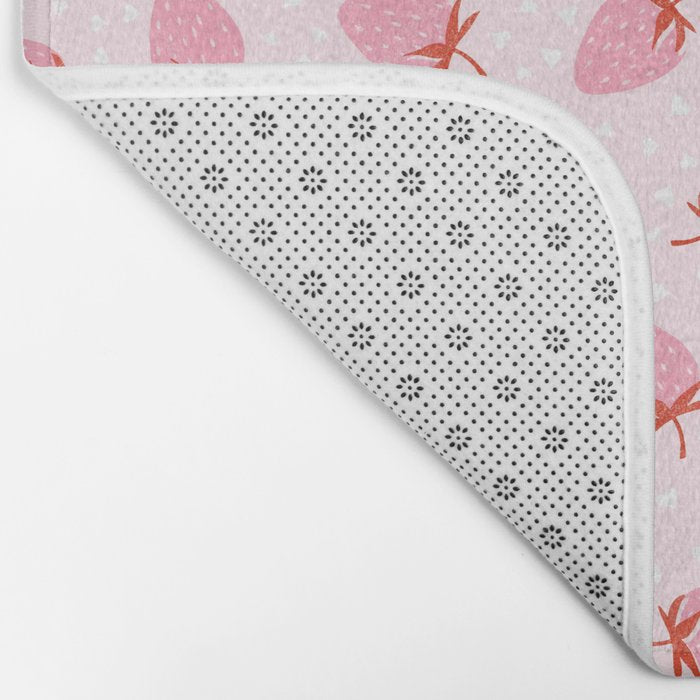 Sweet Strawberries - pink and red with hearts Bath Mat Gallery Image 2