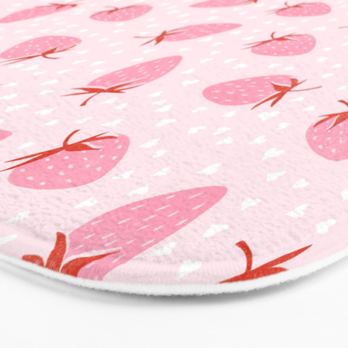 Sweet Strawberries - pink and red with hearts Bath Mat Gallery Image 3
