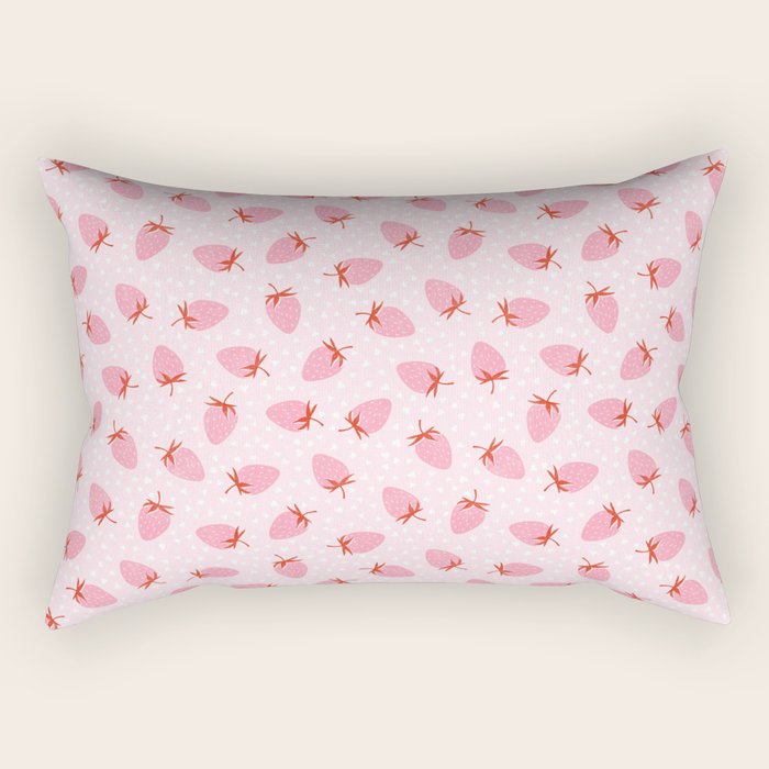 Sweet Strawberries - pink and red with hearts Rectangular Pillow Gallery Image 1