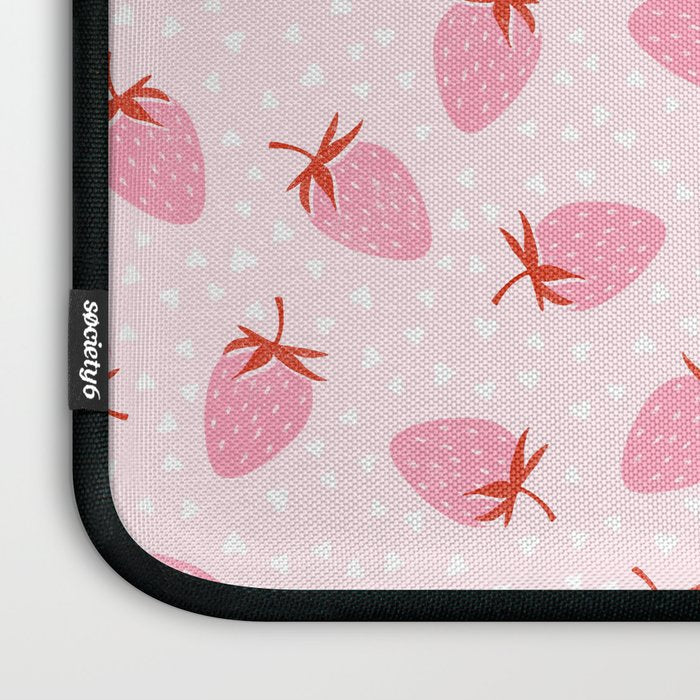 Sweet Strawberries - pink and red with hearts Laptop Sleeve Gallery Image 3