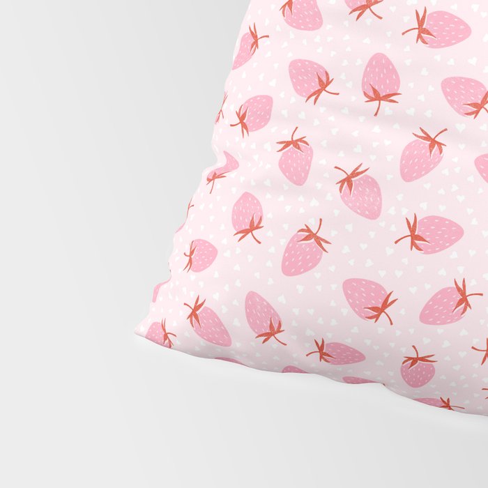 Sweet Strawberries - pink and red with hearts Pillow Sham Gallery Image 4