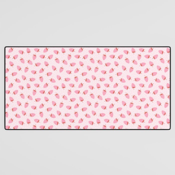 Sweet Strawberries - pink and red with hearts Desk Mat Gallery Image 3