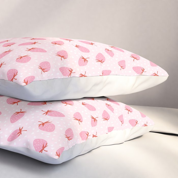 Sweet Strawberries - pink and red with hearts Pillow Sham Gallery Image 3