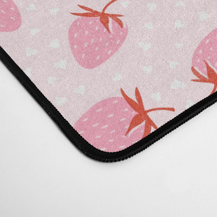 Sweet Strawberries - pink and red with hearts Desk Mat Gallery Image 4