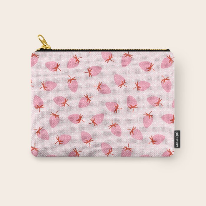 Sweet Strawberries - pink and red with hearts Carry All Pouch Gallery Image 1