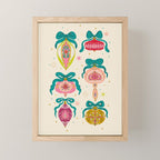 Retro Christmas Ornaments with Bow and Stars Holiday Pattern Mini Art Print Gallery Image 1