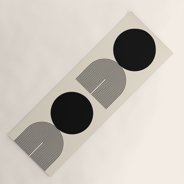Abstraction_BLACK_DOT_LINE_ART_Minimalism_003C Yoga Mat Gallery Image 1