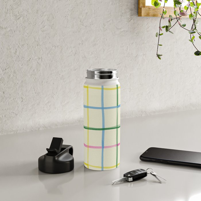 Abstract Tennis Net Pattern in Cream Water Bottle Gallery Image 4