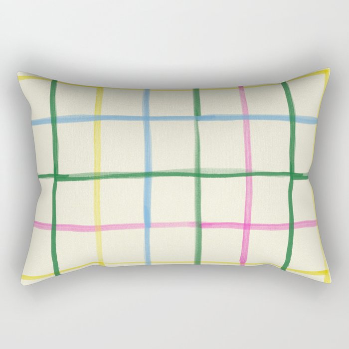 Abstract Tennis Net Pattern in Cream Rectangular Pillow Gallery Image 2