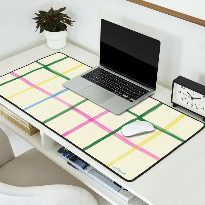 Abstract Tennis Net Pattern in Cream Desk Mat Gallery Image 2