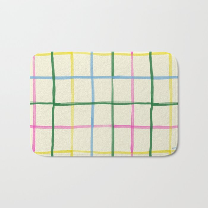Abstract Tennis Net Pattern in Cream Bath Mat Gallery Image 1