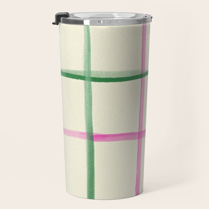 Abstract Tennis Net Pattern in Cream Travel Mug Gallery Image 3