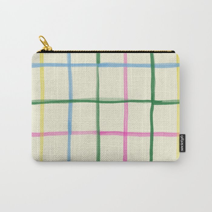 Abstract Tennis Net Pattern in Cream Carry All Pouch Gallery Image 1