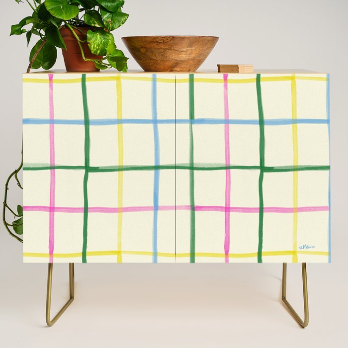 Abstract Tennis Net Pattern in Cream Credenza Gallery Image 1