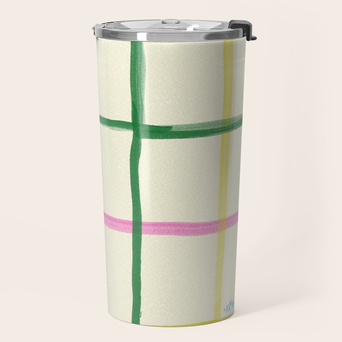 Abstract Tennis Net Pattern in Cream Travel Mug Gallery Image 2