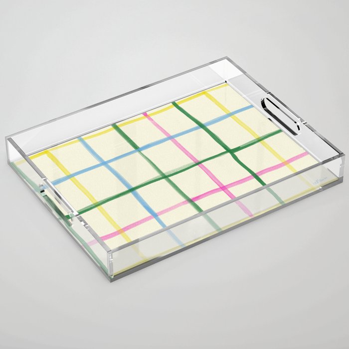 Abstract Tennis Net Pattern in Cream Acrylic Tray Gallery Image 1