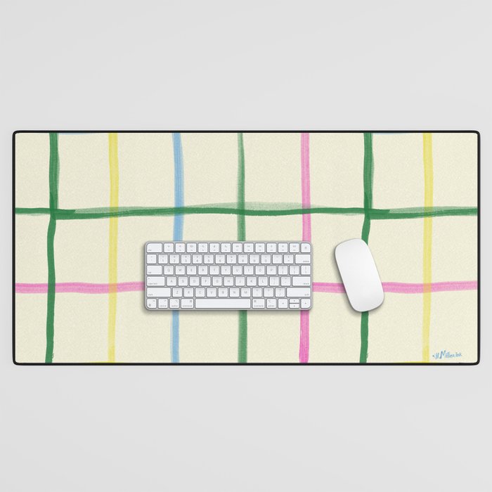 Abstract Tennis Net Pattern in Cream Desk Mat Gallery Image 1