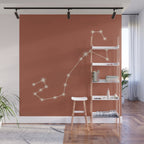 Scorpio Zodiac Star Constellation Line Art Terracotta Red Wall Mural Gallery Image 1