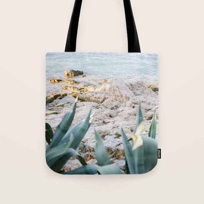 A few steps from the ocean | Fine art Croatia travel photography print | Coastal sea wall art Tote Bag Gallery Image 1