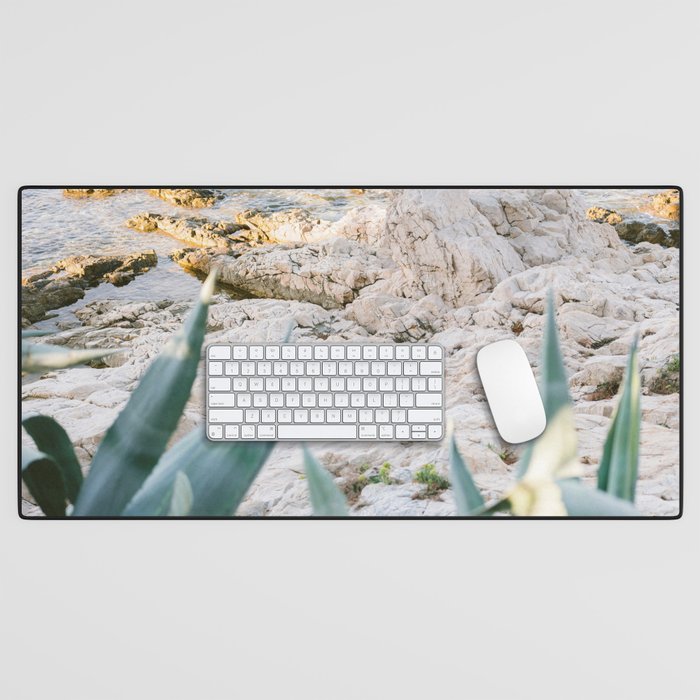 A few steps from the ocean | Fine art Croatia travel photography print | Coastal sea wall art Desk Mat Gallery Image 1