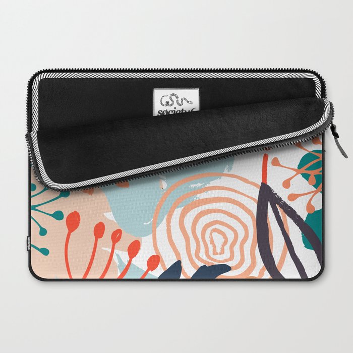 Summer Abstract, Floral Prints, Orange, Teal, Blue, Colourful Prints. Laptop Sleeve Gallery Image 2