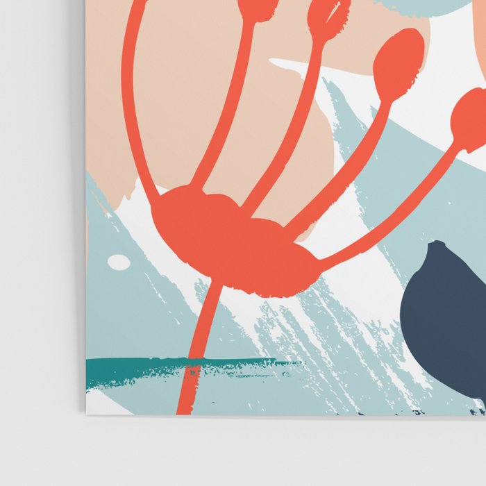 Summer Abstract, Floral Prints, Orange, Teal, Blue, Colourful Prints. Poster Gallery Image 3