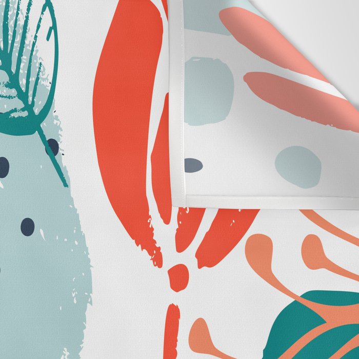 Summer Abstract, Floral Prints, Orange, Teal, Blue, Colourful Prints. Wall Tapestry Gallery Image 3