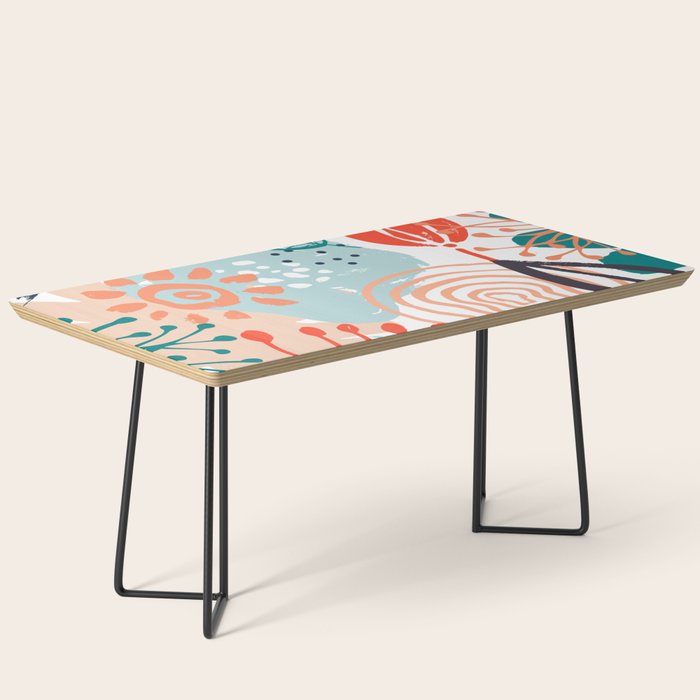 Summer Abstract, Floral Prints, Orange, Teal, Blue, Colourful Prints. Coffee Table Gallery Image 1