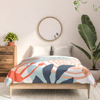 Summer Abstract, Floral Prints, Orange, Teal, Blue, Colourful Prints. Comforter Gallery Image 3
