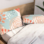 Summer Abstract, Floral Prints, Orange, Teal, Blue, Colourful Prints. Pillow Sham Gallery Image 2