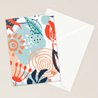 Summer Abstract, Floral Prints, Orange, Teal, Blue, Colourful Prints. Stationery Card Gallery Image 2