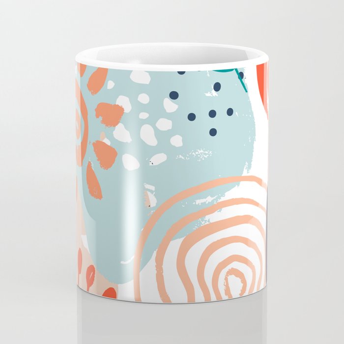 Summer Abstract, Floral Prints, Orange, Teal, Blue, Colourful Prints. Coffee Mug Gallery Image 4