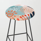 Summer Abstract, Floral Prints, Orange, Teal, Blue, Colourful Prints. Stool Gallery Image 2